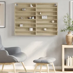Étagères-vidaXL Armoire à vitrine chêne sonoma 100x8,5x75 cm bois d'ingénierie Ch&ecirc;ne sonoma