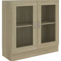 Étagères-vidaXL Armoire à vitrine Chêne sonoma 82,5x30,5x80cm Bois d'ingénierie Chêne sonoma