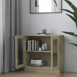 Étagères-vidaXL Armoire à vitrine Chêne sonoma 82,5x30,5x80cm Bois d'ingénierie Ch&ecirc;ne sonoma