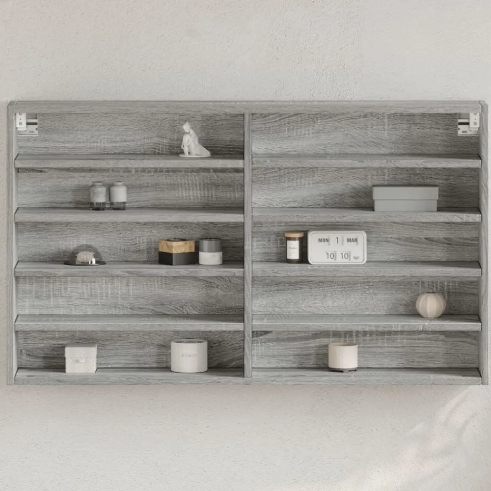 Étagères-vidaXL Armoire à vitrine 100x15x58 cm bois d'ingénierie Sonoma gris