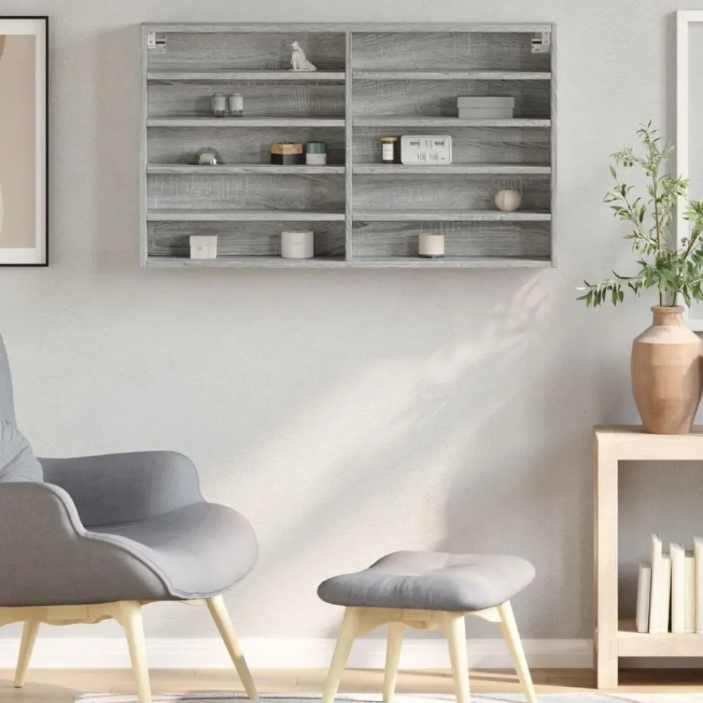 Étagères-vidaXL Armoire à vitrine 100x15x58 cm bois d'ingénierie Sonoma gris