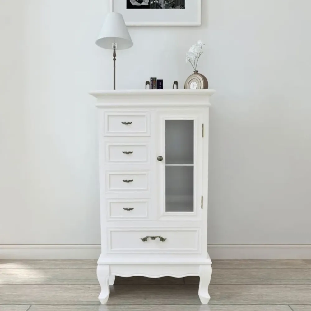 Armoires & Meubles De Rangement-vidaXL Armoire avec 5 tiroirs et 2 étagères Blanc