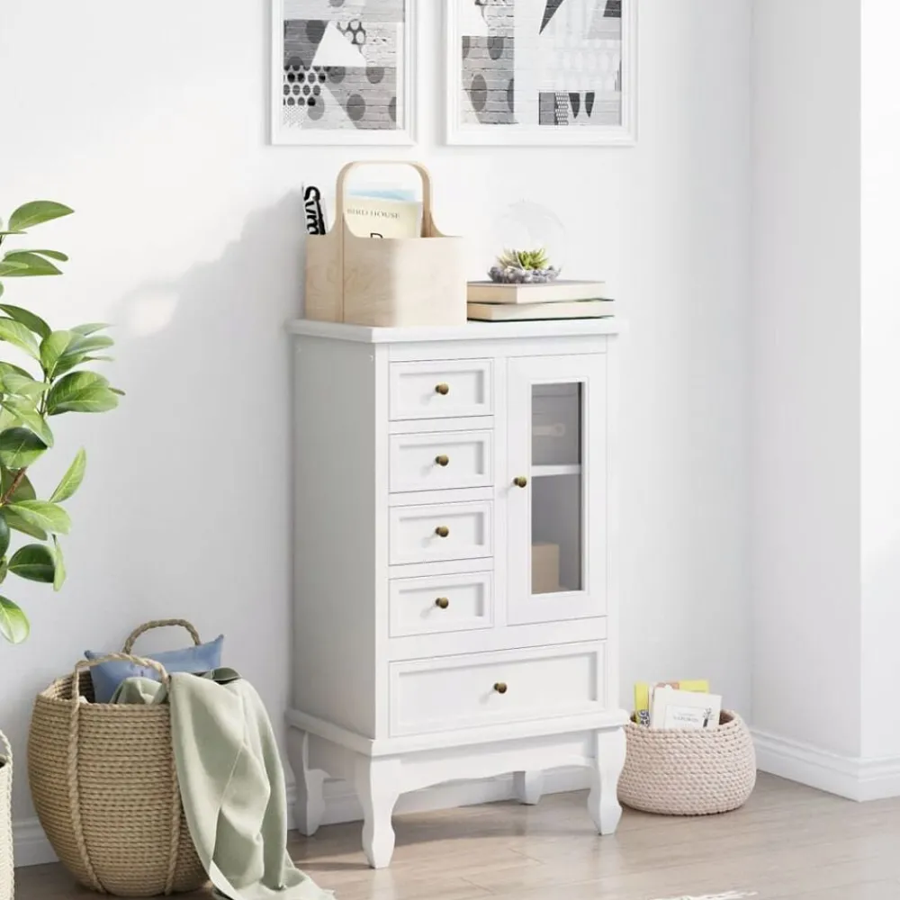 Armoires & Meubles De Rangement-vidaXL Armoire avec 5 tiroirs et 2 étagères Blanc