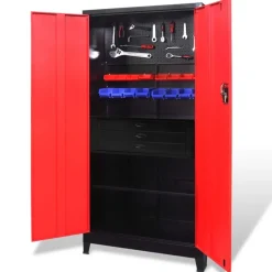 vidaXL Armoire avec coffre à outils Acier 90x40x180 cm Rouge et noir