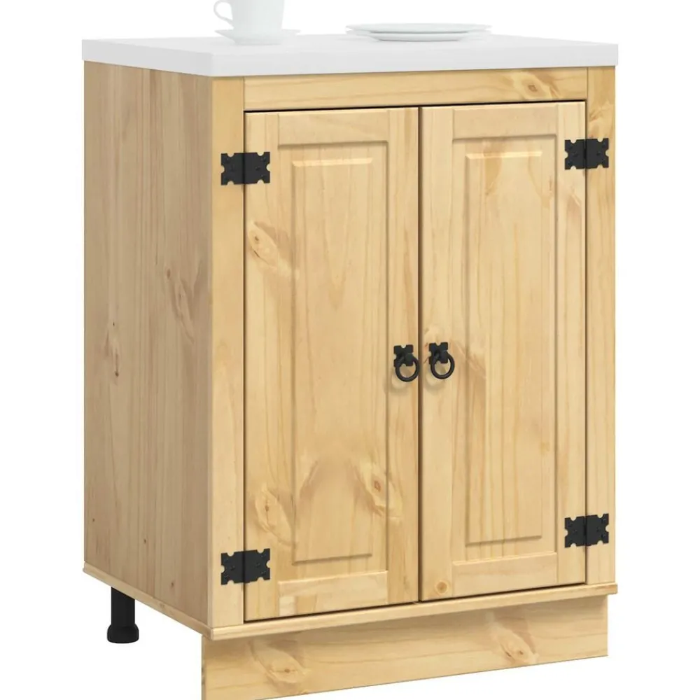 vidaXL Armoire avec étagère SKI Brun Miel 60 x 46 x 81,5 cm Pin massif