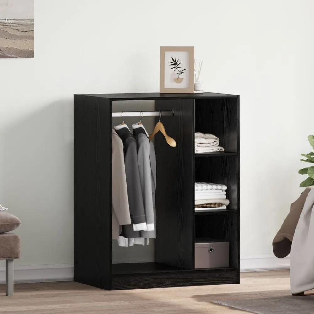 Produits Ménagers-vidaXL Armoire avec étagère avec stockage Chêne noir 77 x 48 x 102 cm Ch&ecirc;ne noir