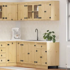 Ensembles De Meubles-vidaXL Armoire avec étagère avec porte SKI 4 pcs Brun Miel Pin massif