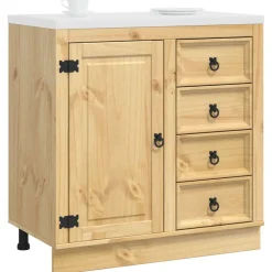vidaXL Armoire avec tiroir SKI Brun Miel 80 x 46 x 81 cm Pin massif