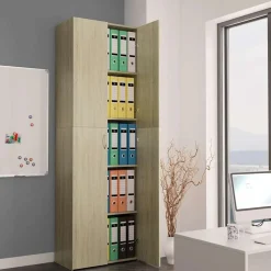 Armoires & Meubles De Rangement-vidaXL Armoire de bureau Chêne sonoma 60x32x190 cm Bois d'ingénierie Ch&ecirc;ne sonoma