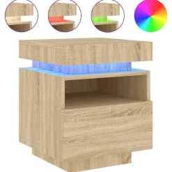 vidaXL Armoire de chevet avec lumières LED chêne sonoma 40x39x48,5 cm