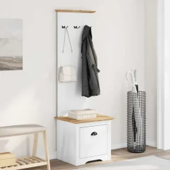 vidaXL Armoire de couloir avec crochets BODO blanc marron 50x40x157 cm
