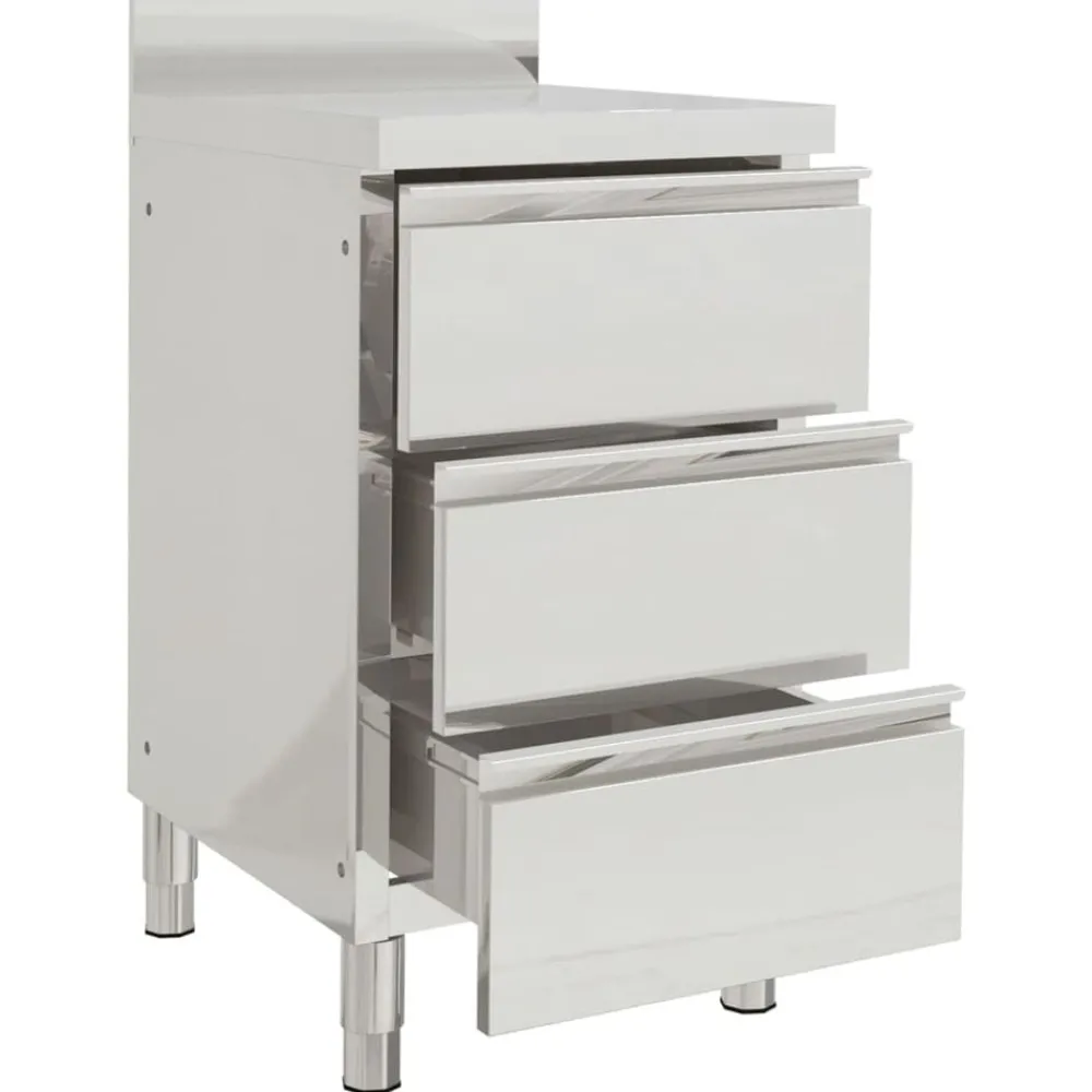 Restauration-vidaXL Armoire de cuisine commerciale avec 3 tiroirs 50 x 60 x 96 cm