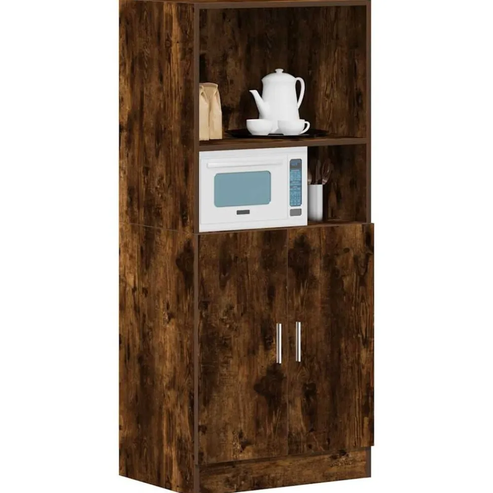 Armoires & Meubles De Rangement-vidaXL Armoire de cuisine chêne fumé 57x41,5x131,5 cm bois ingénierie Chêne fumé