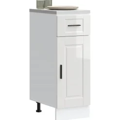 Armoires & Meubles De Rangement-vidaXL Armoire de cuisine Porto bois ingénierie Blanc brillant