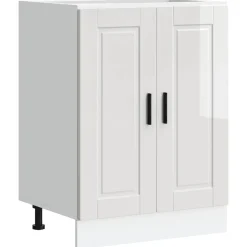 Armoires & Meubles De Rangement-vidaXL Armoire de cuisine Porto bois ingénierie Blanc brillant