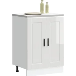 Armoires & Meubles De Rangement-vidaXL Armoire de cuisine Porto bois ingénierie Blanc brillant