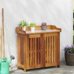 vidaXL Armoire de jardin avec étagère Naturel 78 x 36,5 x 78 cm