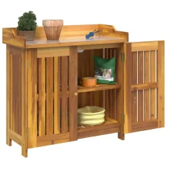 vidaXL Armoire de jardin avec étagère Naturel 78 x 36,5 x 78 cm