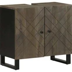 vidaXL Armoire de lavabo noir 62x33x58 cm bois massif de manguier