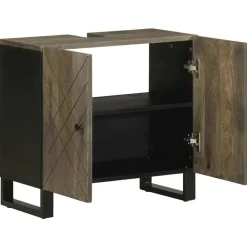 vidaXL Armoire de lavabo noir 62x33x58 cm bois massif de manguier