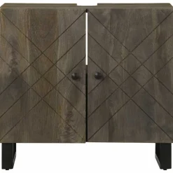 vidaXL Armoire de lavabo noir 62x33x58 cm bois massif de manguier