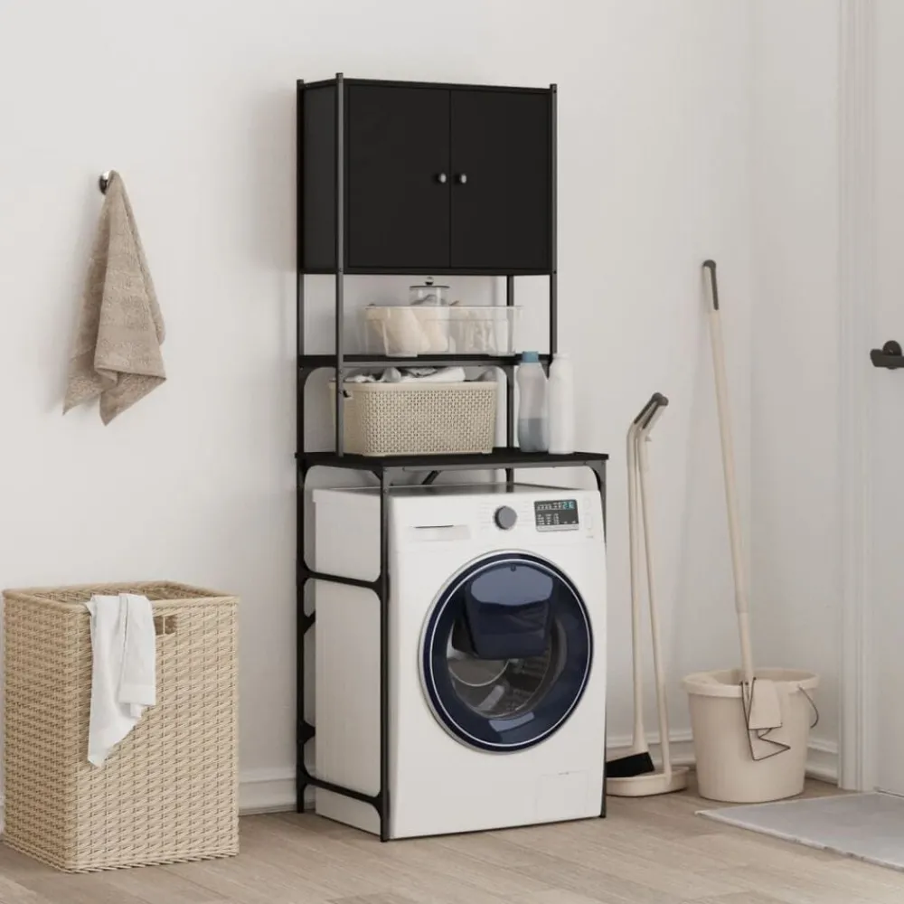 Accessoires Pour Appareils Électroménagers-vidaXL Armoire de machine à laver 68x48,5x194 cm Noir
