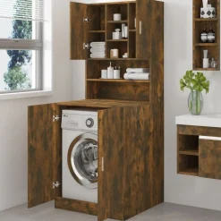 Accessoires Pour Appareils Électroménagers-vidaXL Armoire de machine à laver Chêne fumé Bois d’ingénierie Ch&ecirc;ne fumé