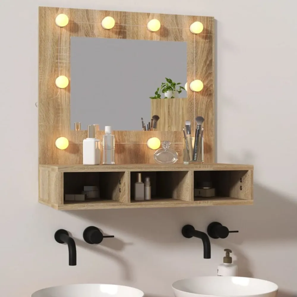 Armoires & Meubles De Rangement-vidaXL Armoire de miroir avec LED Chêne sonoma 60x31,5x62 cm Chêne sonoma