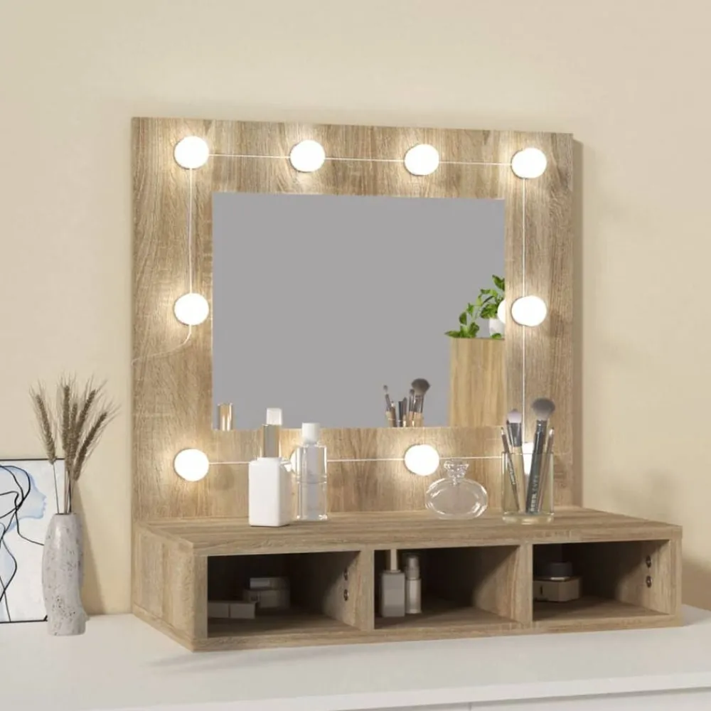 Armoires & Meubles De Rangement-vidaXL Armoire de miroir avec LED Chêne sonoma 60x31,5x62 cm Chêne sonoma
