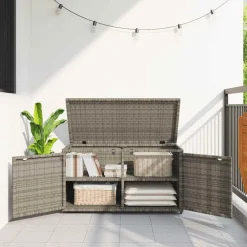 Mobilier De Jardin-vidaXL Armoire de rangement jardin 110x55x60,5 cm résine tressée Gris
