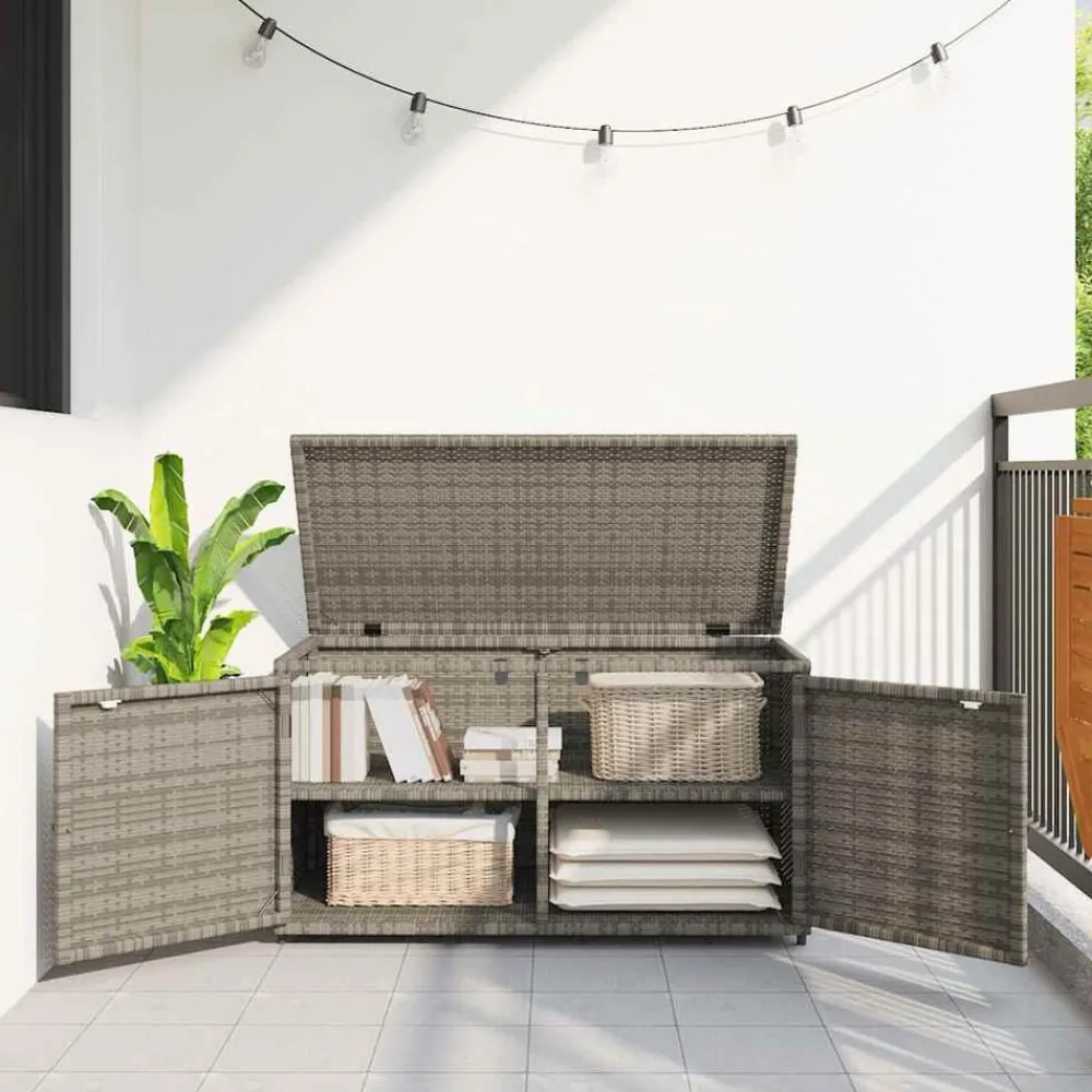 Mobilier De Jardin-vidaXL Armoire de rangement jardin 110x55x60,5 cm résine tressée Gris