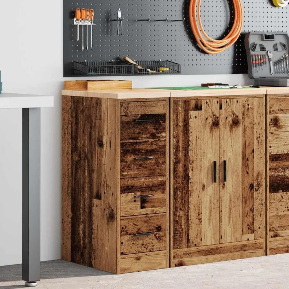 Stockage Industriel-vidaXL Armoire de rangement de garage 30x51x85 cm bois pin Vieux bois