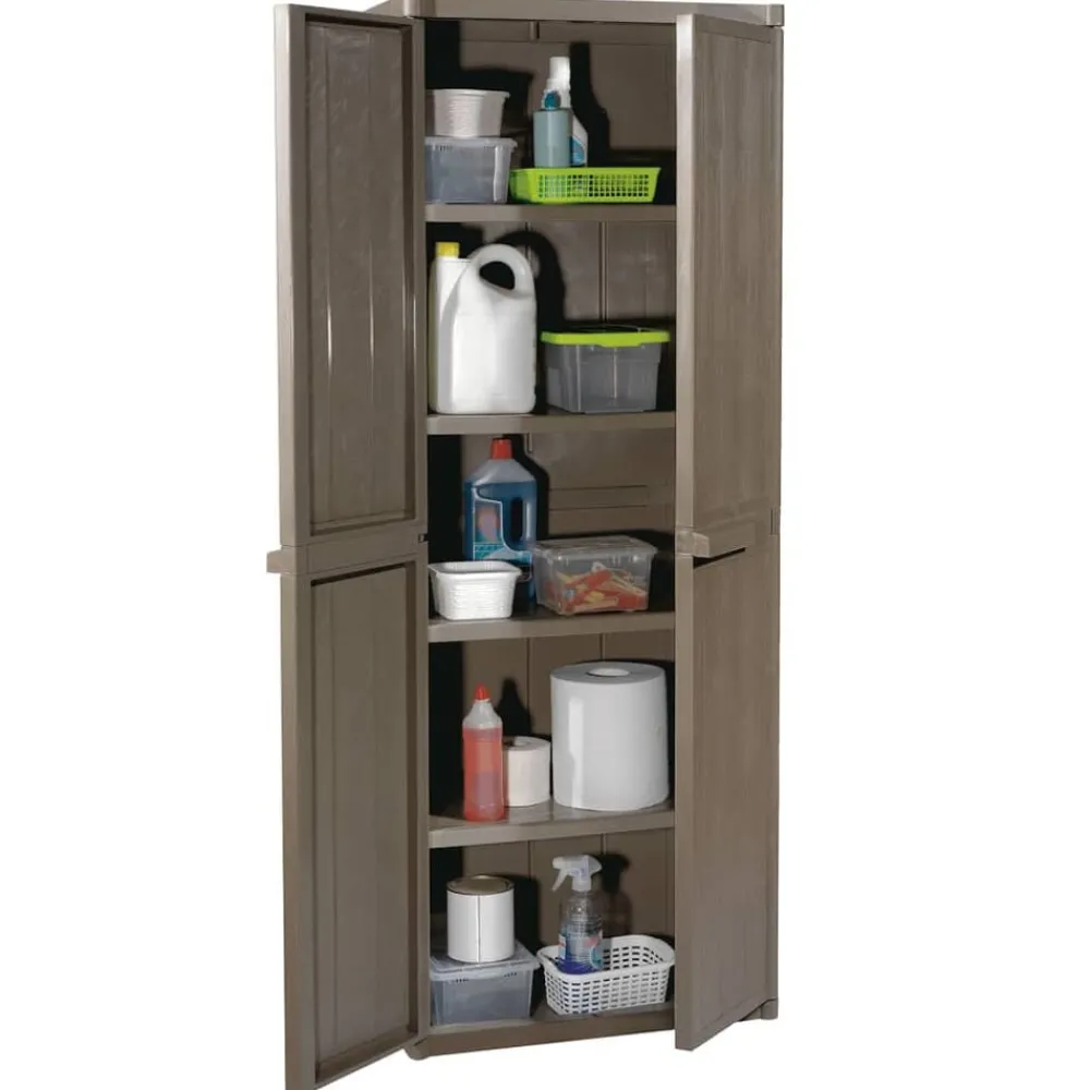 vidaXL Armoire de rangement jardin 65x45x172 cm PP Aspect bois