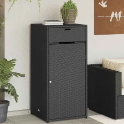 vidaXL Armoire de rangement de jardin 55x55x111 cm résine tressée