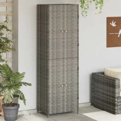 vidaXL Armoire de rangement jardin 59x40x180 cm Résine tressée