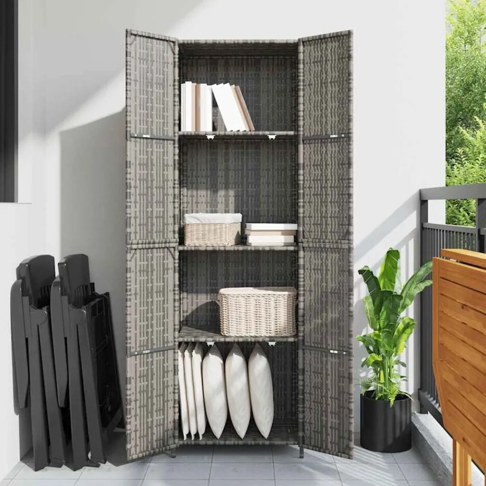 vidaXL Armoire de rangement jardin 59x40x180 cm Résine tressée
