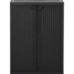 Armoires & Meubles De Rangement-vidaXL Armoire de rangement de jardin 65x45x88 cm PP Rotin Noir