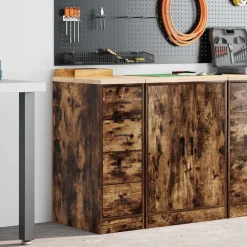 Stockage Industriel-vidaXL Armoire de rangement de garage chêne fumé 30x51x85 cm bois pin Ch&ecirc;ne fumé