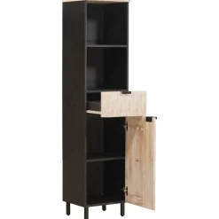 vidaXL Armoire de salle de bain Noir et Blanc 38 x 33 x 160 cm