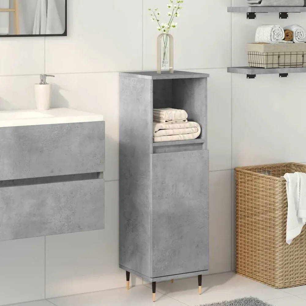 Ensembles De Meubles-vidaXL Armoire de salle de bain gris béton 30x30x100 cm