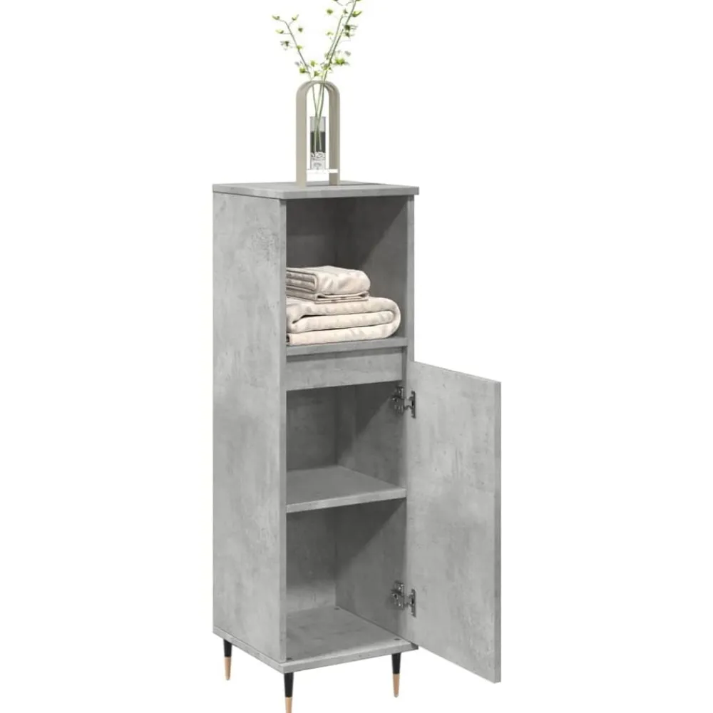 Ensembles De Meubles-vidaXL Armoire de salle de bain gris béton 30x30x100 cm