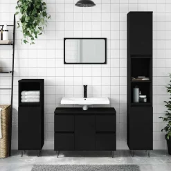 Ensembles De Meubles-vidaXL Armoire de salle de bain 80x33x60 cm bois d'ingénierie Noir