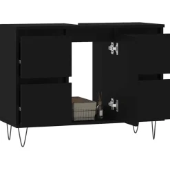 Ensembles De Meubles-vidaXL Armoire de salle de bain 80x33x60 cm bois d'ingénierie Noir