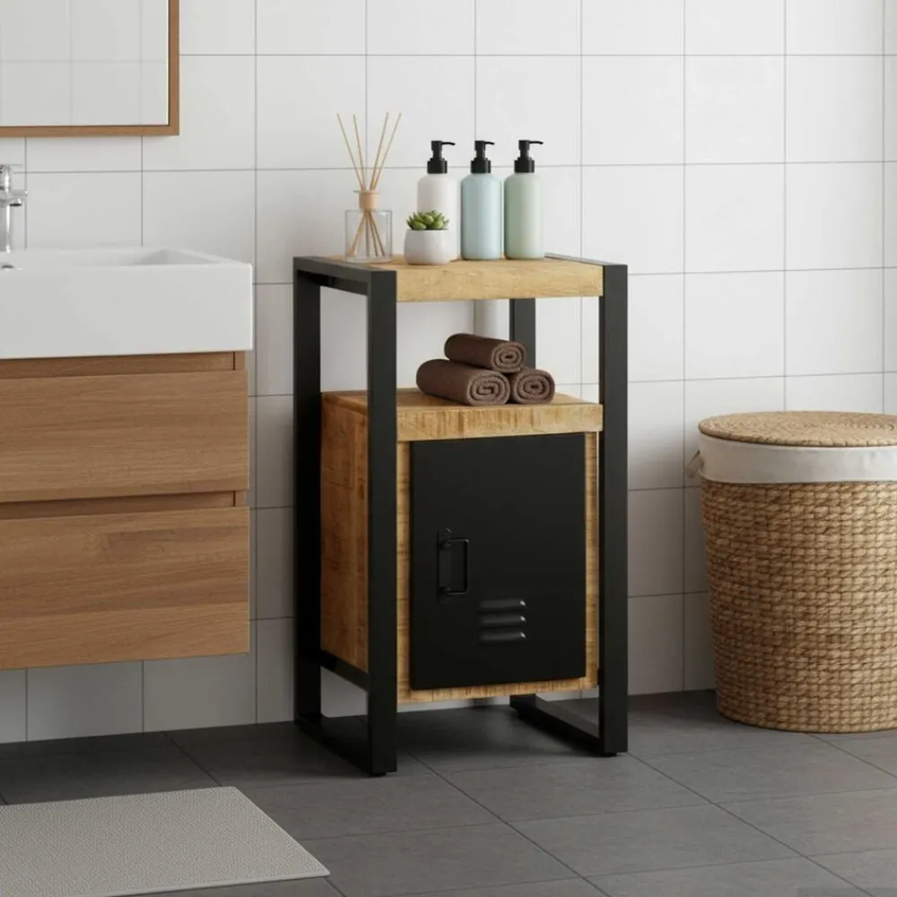 Ensembles De Meubles-vidaXL Armoire de salle de bain Marron Bois de mangue massif