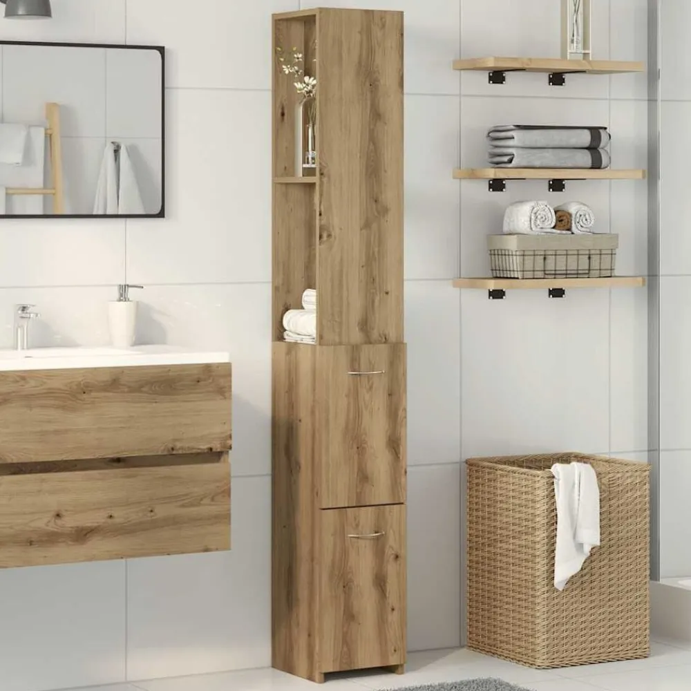 Ensembles De Meubles-vidaXL Armoire de salle de bain chêne artisanal 25x25x170 cm chêne artisanal