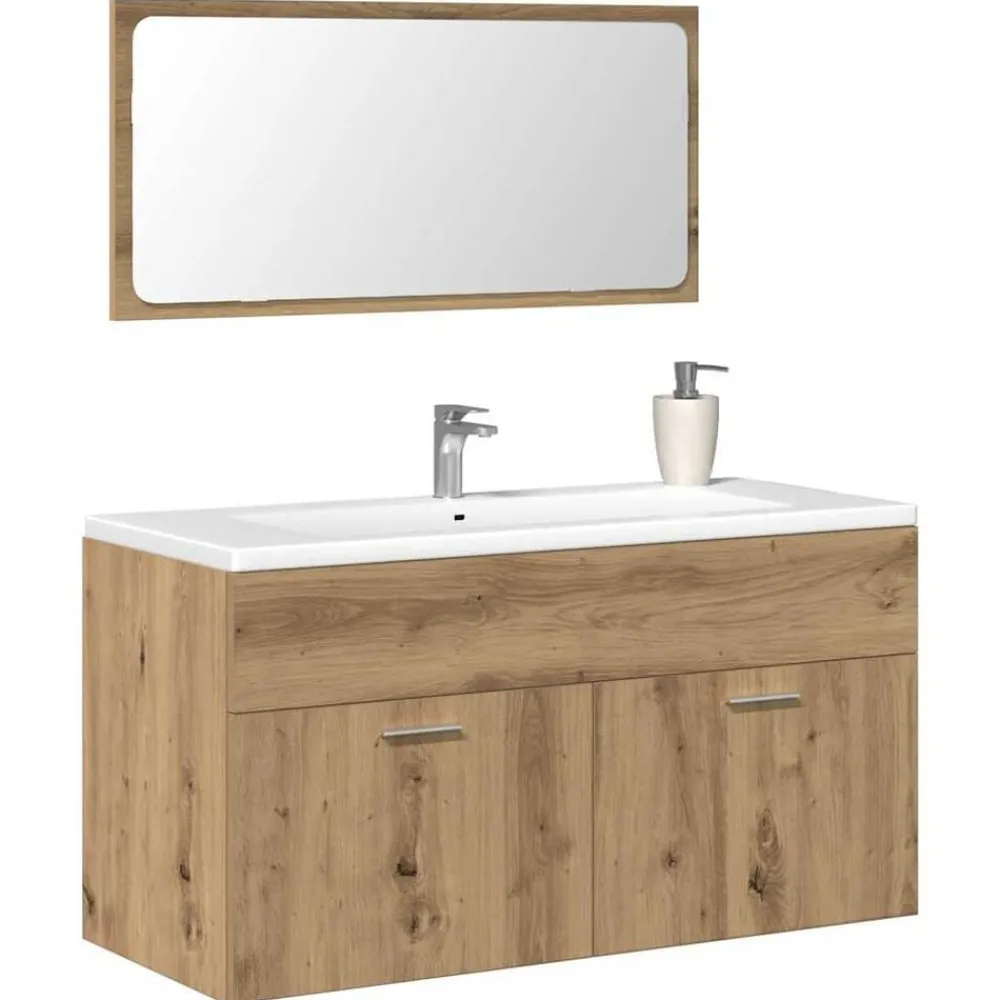 Ensembles De Meubles-vidaXL Armoire de salle de bain avec miroir chêne artisanal chêne artisanal