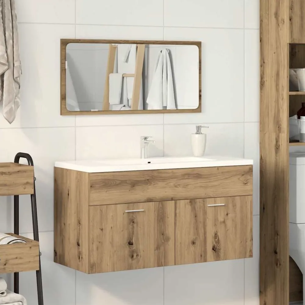 Ensembles De Meubles-vidaXL Armoire de salle de bain avec miroir chêne artisanal chêne artisanal