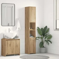 Ensembles De Meubles-vidaXL Armoire de salle de bain chêne artisanal 30x30x183,5 cm artisian oak