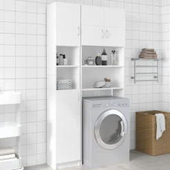 Ensembles De Meubles-vidaXL Armoire de salle de bain 32x25,5x190 cm Bois d'ingénierie Blanc