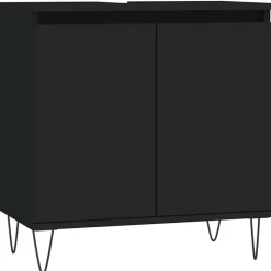 Ensembles De Meubles-vidaXL Armoire de salle de bain 58x33x60 cm bois d'ingénierie Noir